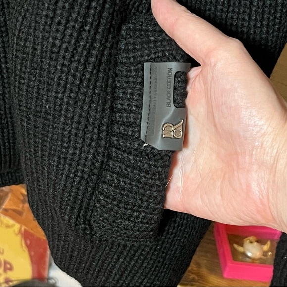 LCR Black Edition Sweater Full Zip Cardigan Black Chunky Knit Men's Size XXL NWT - Picture 5 of 11